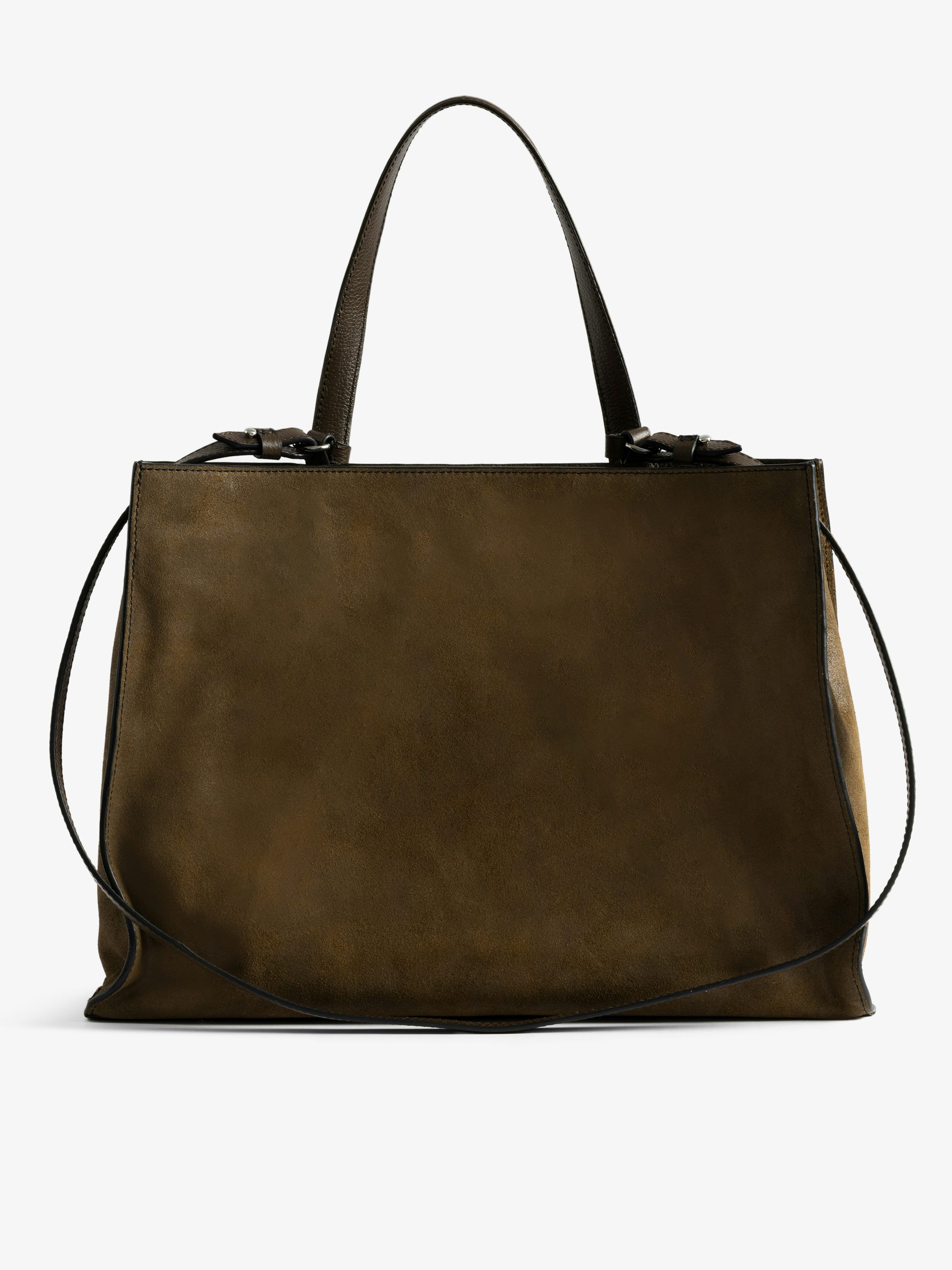 Jack Bag - Suede leather bag with signature clasp, featuring two compartments, one handle and adjustable strap.